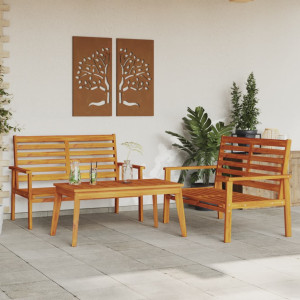 Juego de muebles de jardín 3 piezas madera maciza acacia D