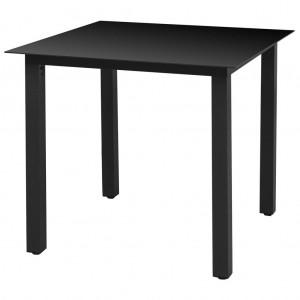 Mesa de jardim de alumínio e vidro preto 80x80x74 cm D