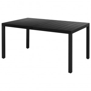 Mesa de jardim de alumínio e WPC preto 150x90x74 cm D