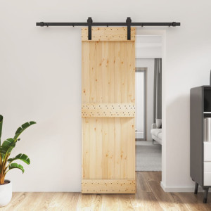 Puerta corredera con herrajes madera maciza de pino 70x210 cm D