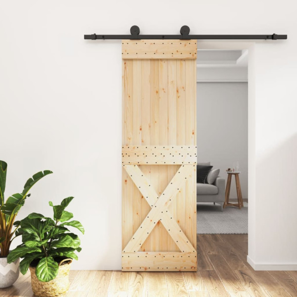 Puerta corredera con herrajes madera maciza de pino 70x210 cm D