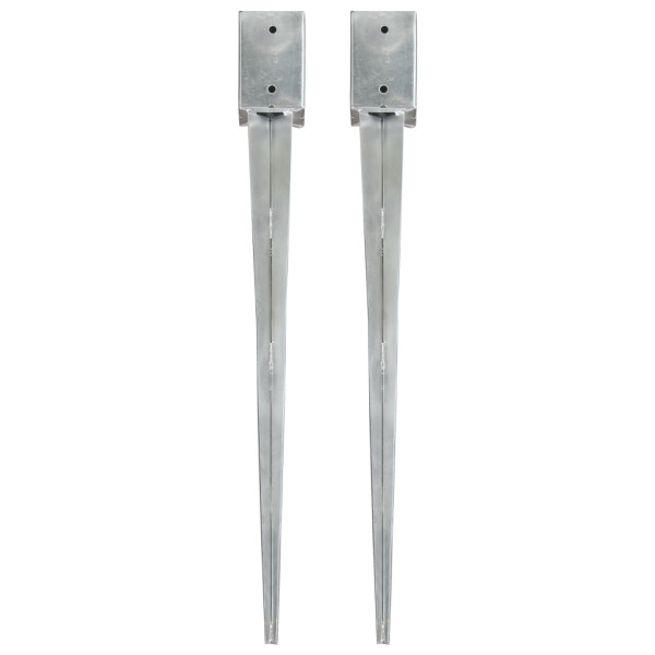 Tubos de terra 2 pcs de aço galvanizado prata 9x9x90 cm D