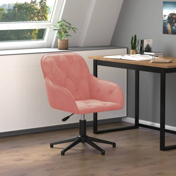 Silla de oficina giratoria de terciopelo rosa D