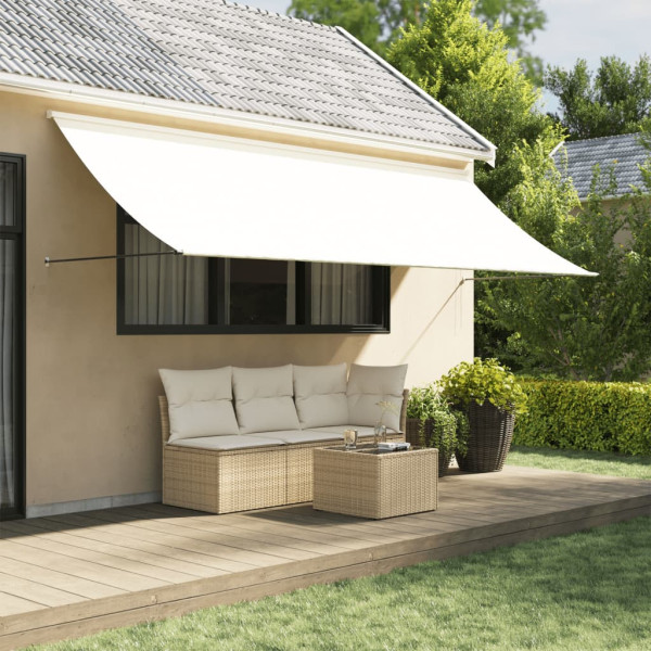 Toldo retrátil em tecido creme e aço 350x150 cm D