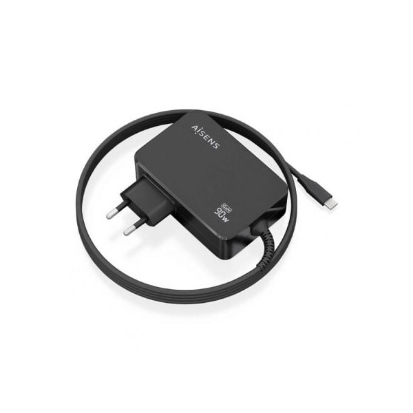 Cargador gan de pared aisens asch-1pd90wl034-bk/ 1xusb tipo-c + cable 1.8m/ 90w D