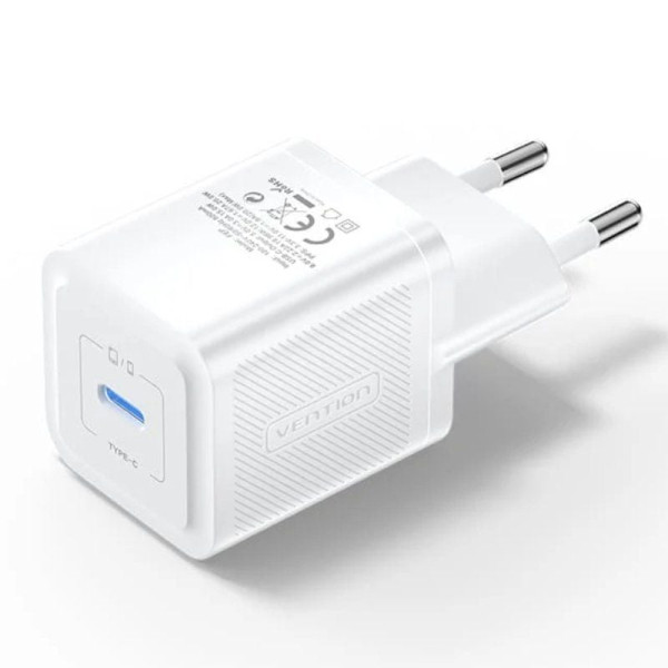 Cargador gan de pared vention fepw0-eu/ 1xusb tipo-c/ 20w D