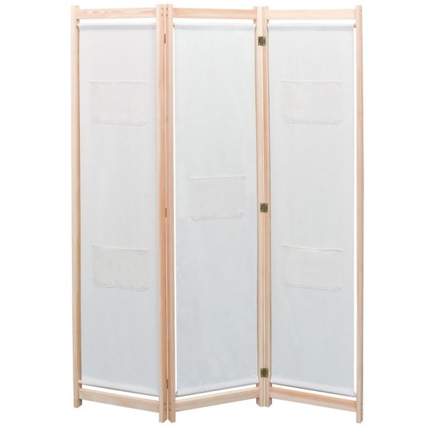 Biombo divisor de 3 painéis de tecido creme 120x170x4 cm D