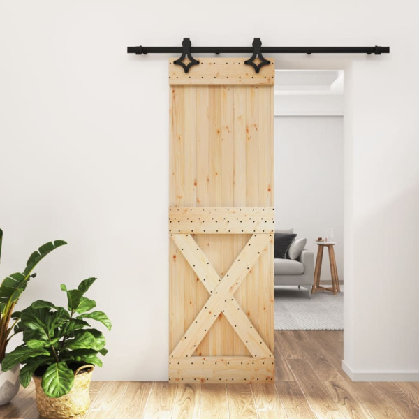 Puerta corredera con herrajes madera maciza de pino 70x210 cm D