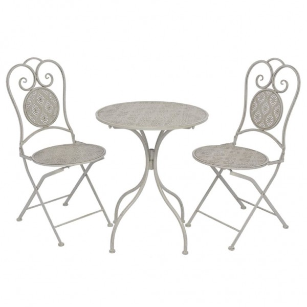 Mesa y sillas bistró de jardín 3 piezas acero gris D