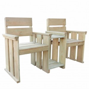 Banco de jardín 2 asientos 150 cm madera de pino impregnada D