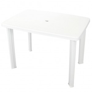 Mesa de jardim de plástico branco 101x68x72 cm D