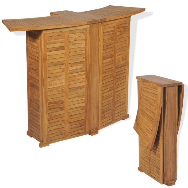Mesa de bar plegable de madera teca maciza 155x53x105 cm D