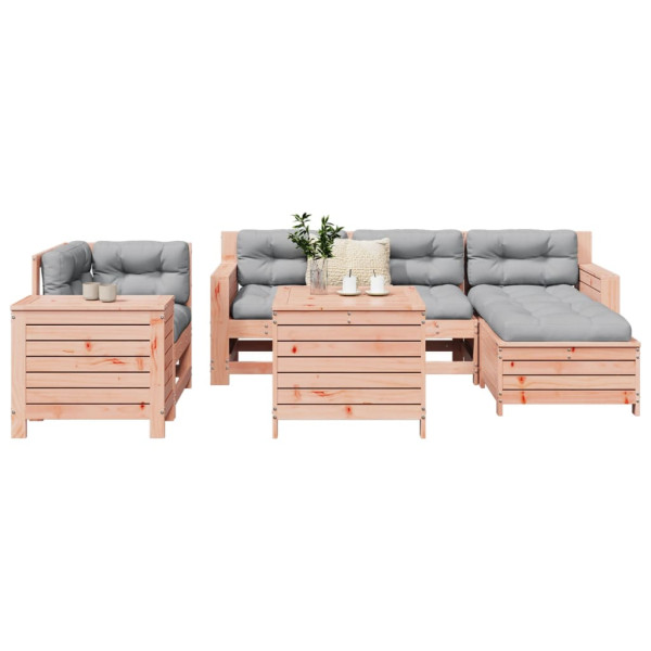 Conjunto de sofás de jardim 7pcs madeira maciça de abeto Douglas D