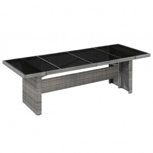 Mesa de jardim de ratão sintético e vidro 240x90x74 cm D