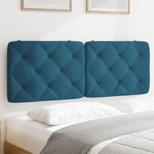 Cabecero de cama acolchado terciopelo azul 140 cm D