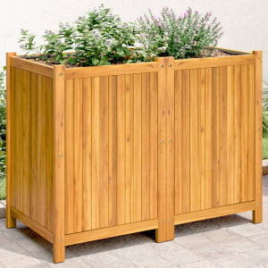 Jardinera con forro madera maciza de acacia 100x50x75 cm D