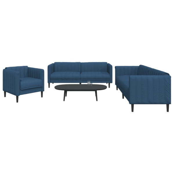 Conjunto de sofá de 3 peças em tecido azul D