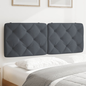 Cabecero de cama acolchado terciopelo gris oscuro 120 cm D