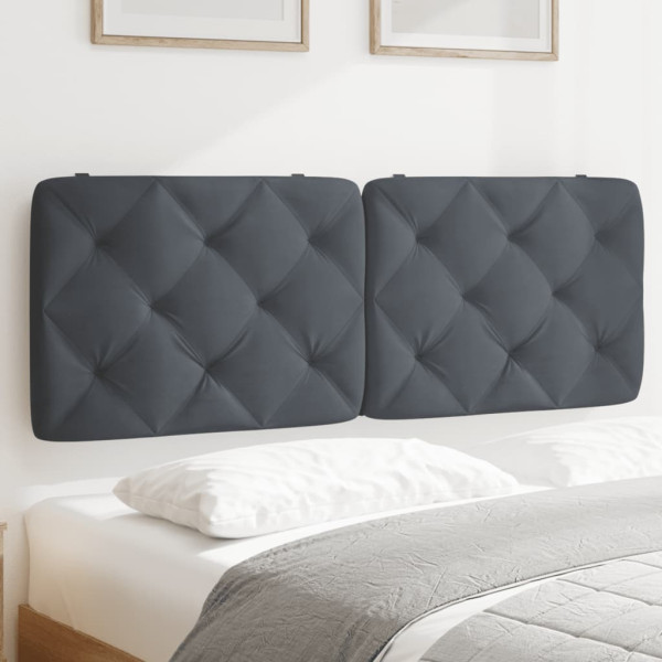 Cabecero de cama acolchado terciopelo gris oscuro 120 cm D