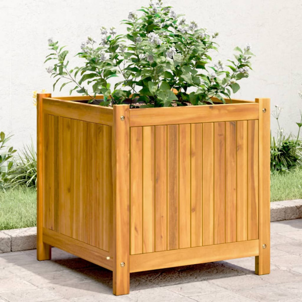 Jardim com revestimento de madeira maciça de acácia 50x50x50 cm D