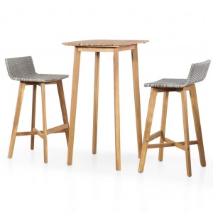 Set de mesa e cadeiras de bar 3 pcs madeira maciça acacia D