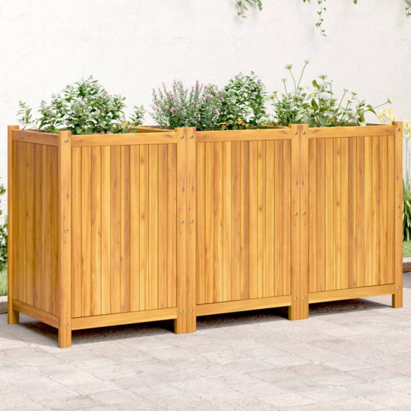 Jardinera con forro madera maciza de acacia 150x50x75 cm D