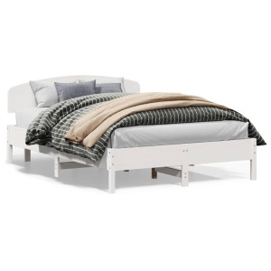 Estructura de cama con cabecero madera pino blanco 140x200 cm D