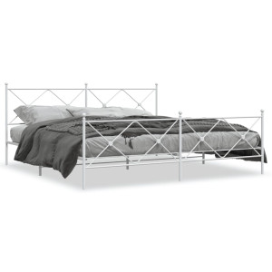 Estructura cama metal con cabecero y estribo blanco 200x200 cm D