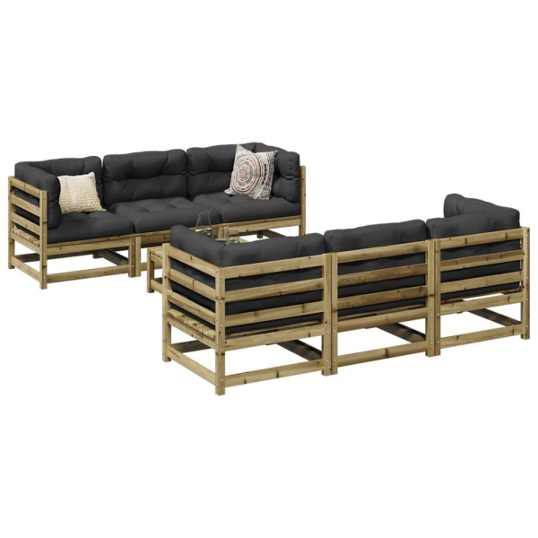 Conjunto de sofás de jardim com 7 peças em madeira de pinho impregnada D