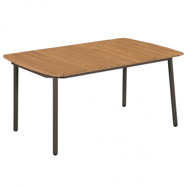 Mesa de jardín madera maciza de acacia y acero 150x90x72 cm D