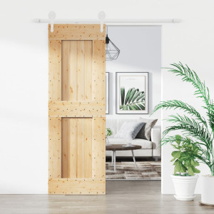 Puerta corredera con herrajes madera maciza de pino 70x210 cm D