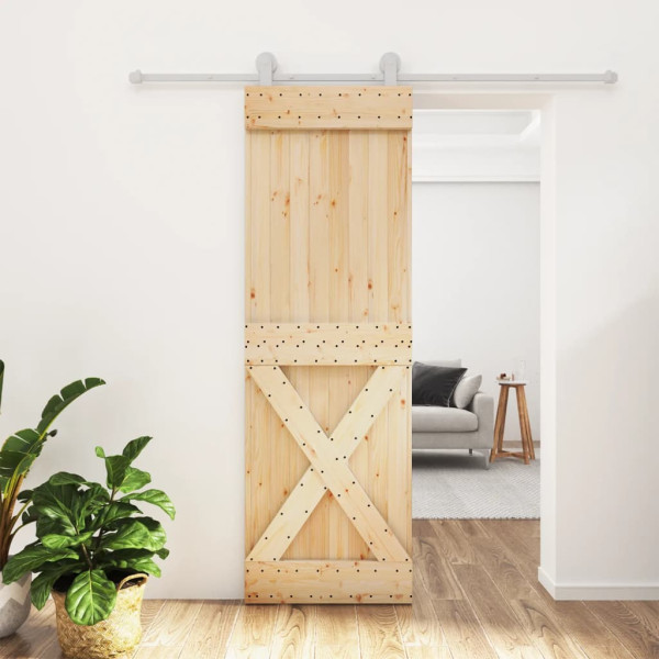 Puerta corredera con herrajes madera maciza de pino 70x210 cm D