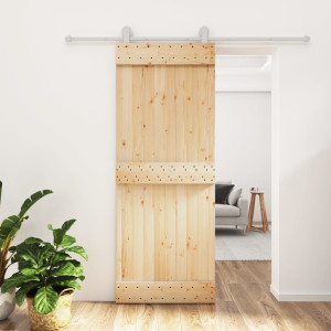 Puerta corredera con herrajes madera maciza de pino 80x210 cm D