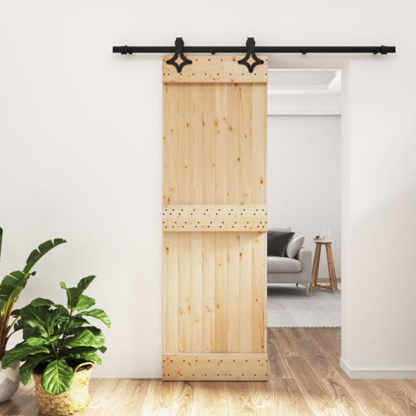 Puerta corredera con herrajes madera maciza de pino 70x210 cm D