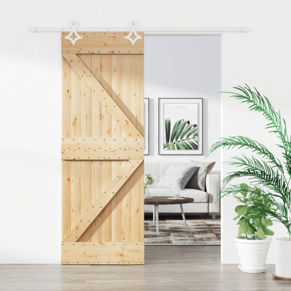 Puerta corredera con herrajes madera maciza de pino 80x210 cm D