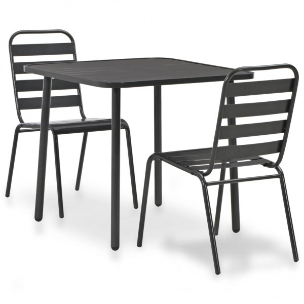 Mesa y sillas bistró de jardín 3 piezas acero gris oscuro D
