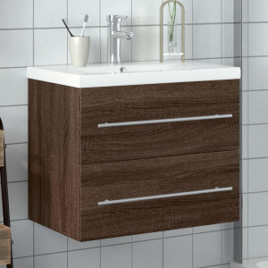 Mueble de baño con lavabo integrado marrón roble D