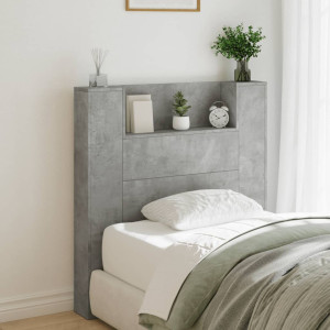 Cabeceira de cama cinza concreto com luz LED 100x16,5x103,5 cm D