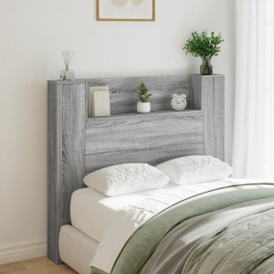 Cabeceira de cama com luz LED Sonoma cinza 120x16,5x103,5 cm D