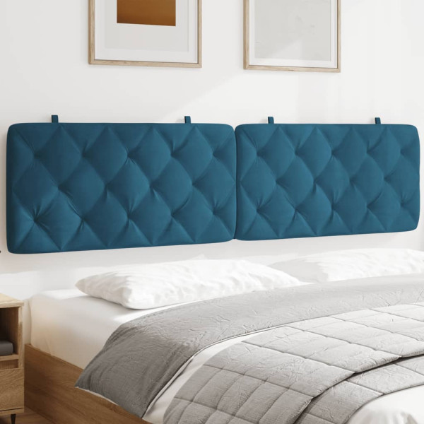 Cabecero de cama acolchado terciopelo azul 200 cm D