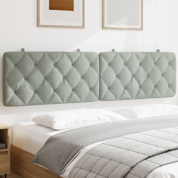 Cabecero de cama acolchado terciopelo gris claro 200 cm D