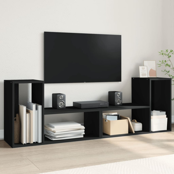 Muebles para TV 2 uds madera de ingeniería negro 75x30x50 cm D