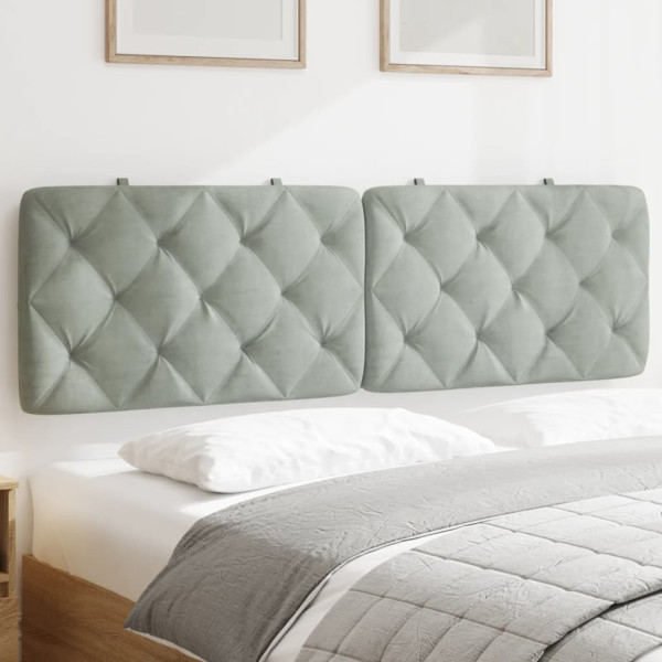 Cabecero de cama acolchado terciopelo gris claro 160 cm D