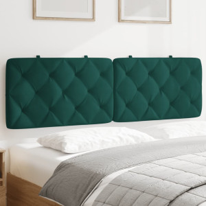 Cabecero de cama acolchado terciopelo verde oscuro 160 cm D