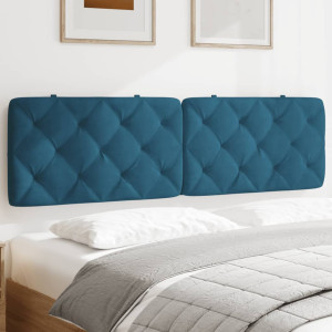 Cabeceira de cama acolchoada em veludo azul 180 cm D