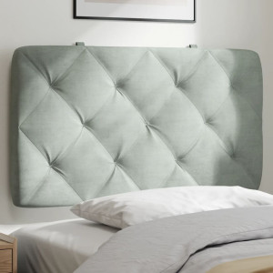 Cabecero de cama acolchado terciopelo gris claro 90 cm D