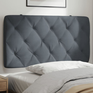 Cabecero de cama acolchado terciopelo gris oscuro 100 cm D