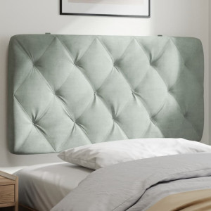 Cabecero de cama acolchado terciopelo gris claro 100 cm D