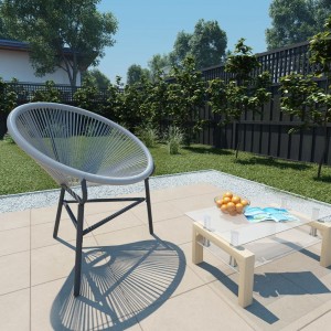 Cadeira redonda de jardim ratão sintético cinza D