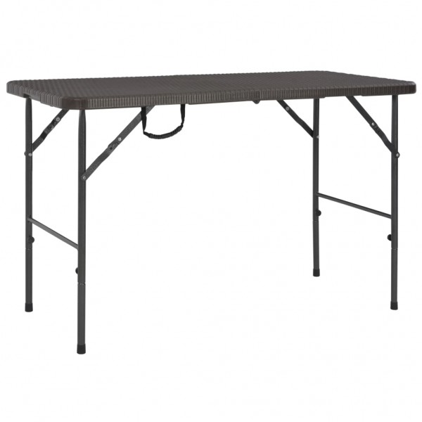 Mesa de jardín plegable HDPE marrón aspecto ratán 120x60x74 cm Mesa de jardín plegable HDPE marrón aspecto ratán 120x60x74 cm D